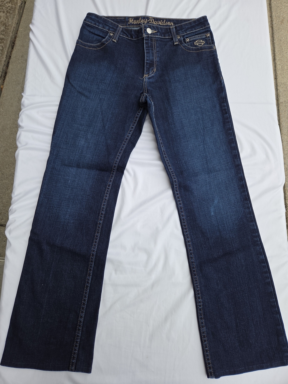 Harley-Davidson Womens 6 Mid Rise Bootcut Jeans Rhinestone Embellished Biker